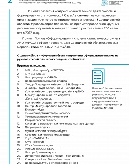 Статистические данные о проведенных деловых мероприятиях в Свердловской области за 2022 год - ознакомительный фрагмент презентации - 1